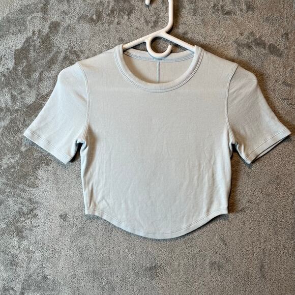 lululemon athletica Tops - Lululemon Hold Tight Cropped T-Shirt Sheer Blue‎ Size 4